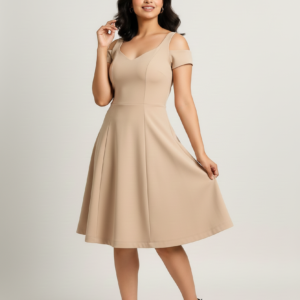 Solid Fit & Flare Dress - Women's Fashion Clothing