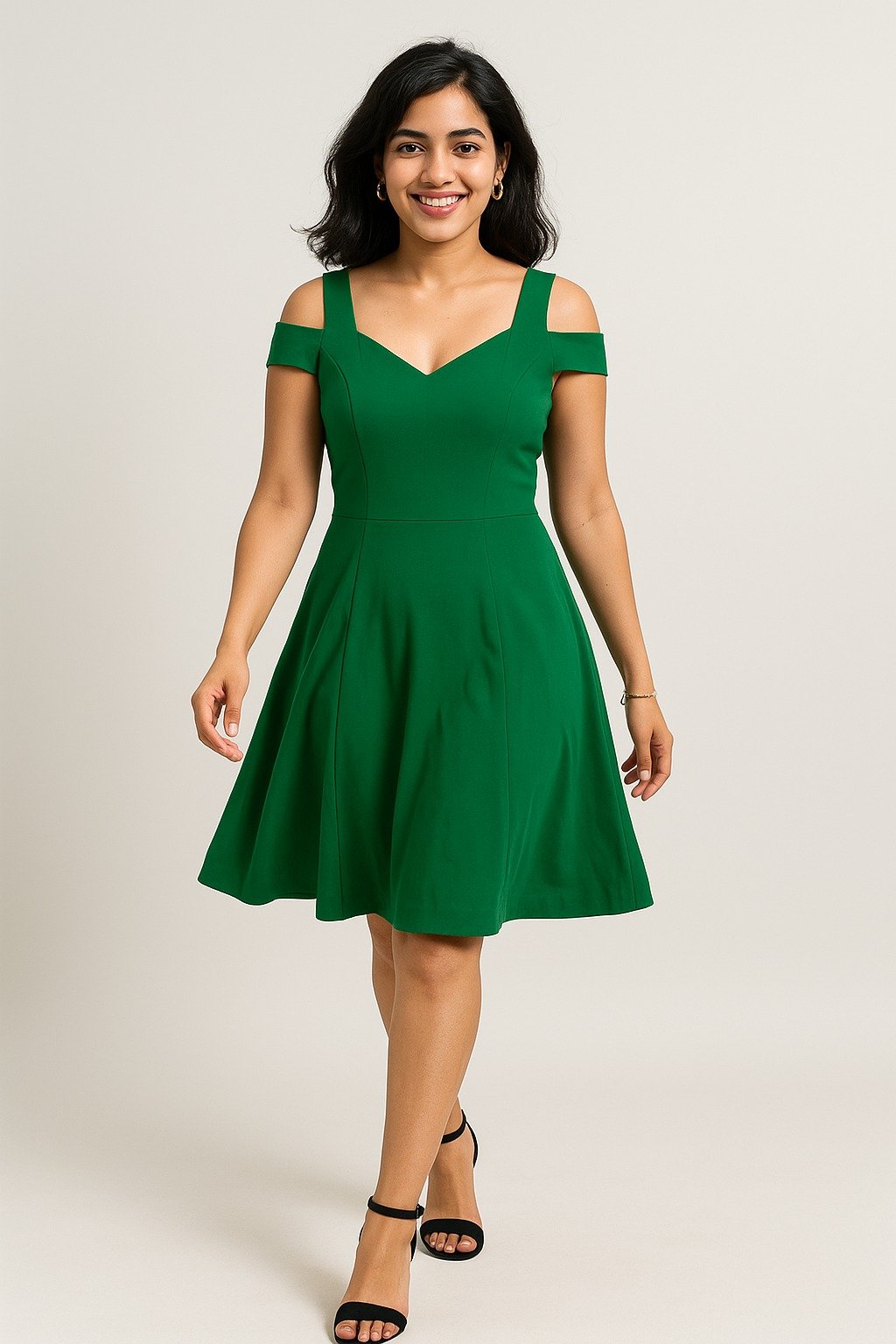 Solid Fit & Flare Dress - Women's Fashion Clothing - Image 14