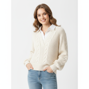 Women's Statement Tops with Attached Sweater - Fashion Clothing