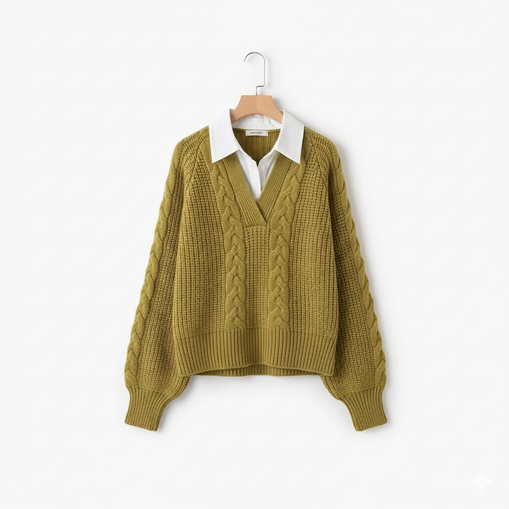 Women's Statement Tops with Attached Sweater - Fashion Clothing - Image 3
