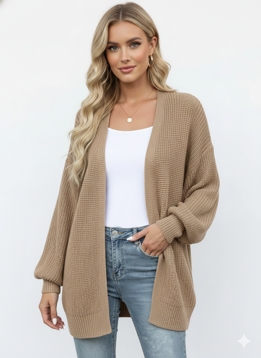 Knit Longline Cardigan Sweater - Women's Fashion Clothing - Image 3