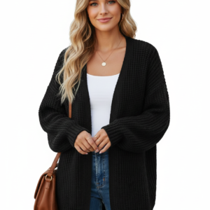 Women's Winter Lantern Sleeve Cardigan Sweater - Fashionable Knitwear