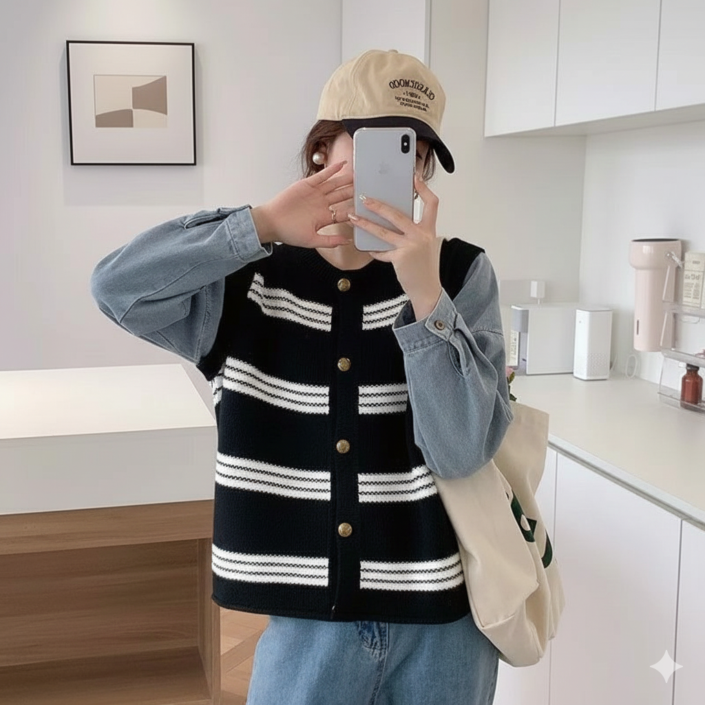 Sleeveless Knit Cardigan Sweater - Fashionable Layering Essential