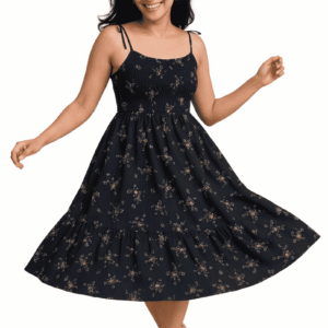 Floral Mini Black Dress - Elegant & Stylish
