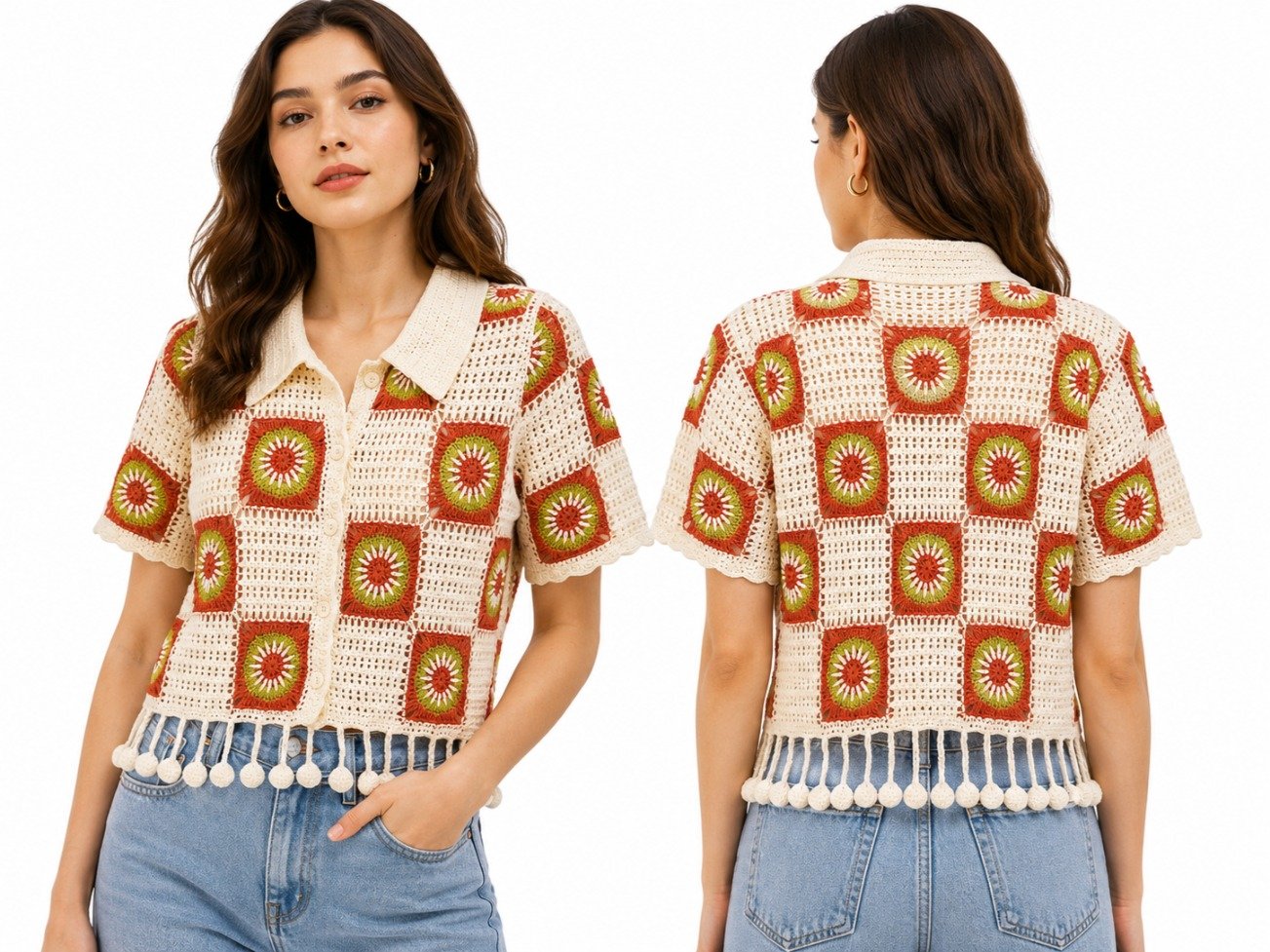 Retro Sun Tassel Top - Boho Shirt - Image 5