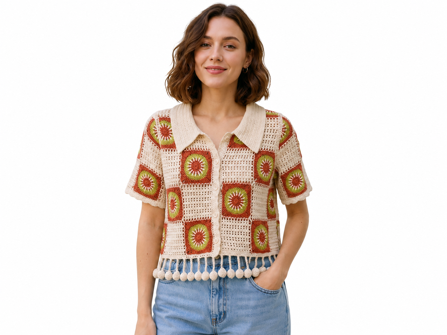 Retro Sun Tassel Top - Boho Shirt - Image 6
