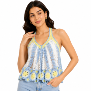 Lemon Sky Crochet Top - Handmade Summer Shirt