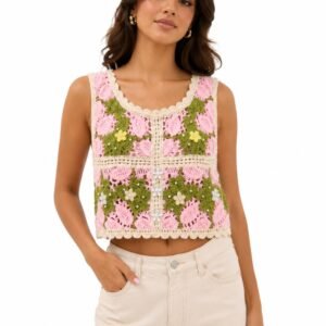Blush Vine Crochet Top - Women's Shirt