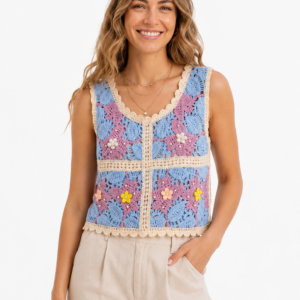 Cotton Candy Crochet Top - Women's Shirt