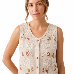 Rust Paisley Crochet Top - Boho Chic Shirt