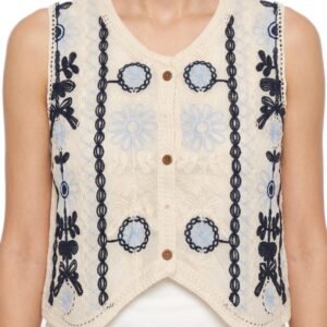 Navy Daisy Crochet Top - Women's Shirt