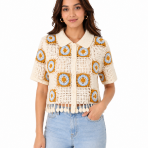 Retro Daisy Crochet Shirt