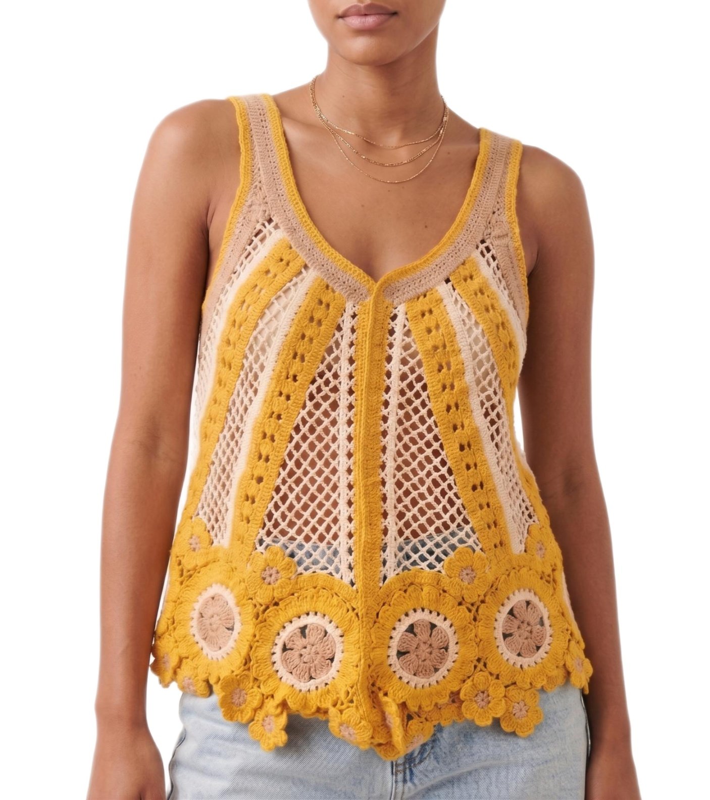 Sunflower Crochet Tank Top - Summer Shirt