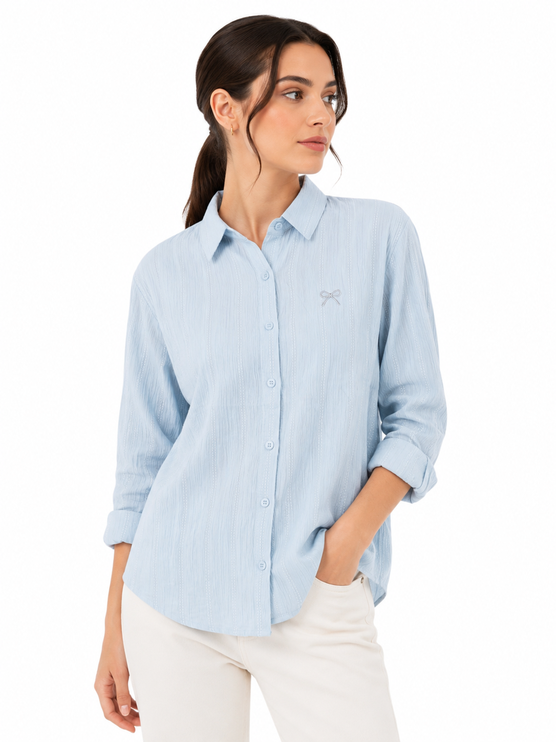 Skyline Bow Shirt - Elegant Women's Blouse