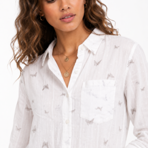 Snow Butterfly Shirt Top - Women's Fashion Blouse