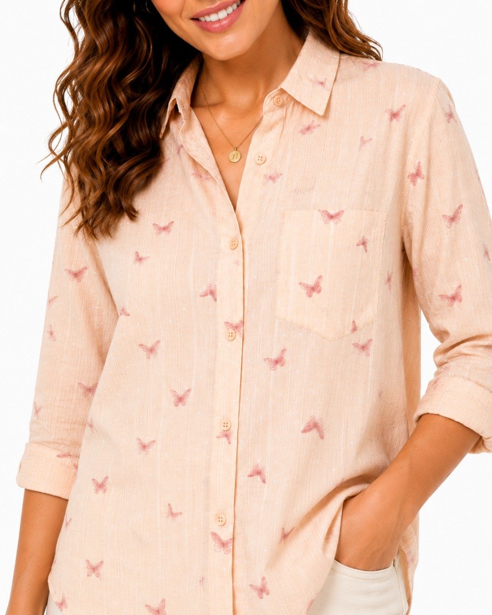 Blush Butterfly Stripe Shirt Top