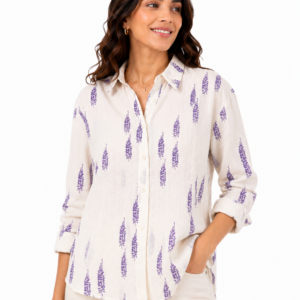 Lavender Floral Shirt Top - Women's Casual Chic
