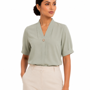 Sage Gilded V Top Shirt Top