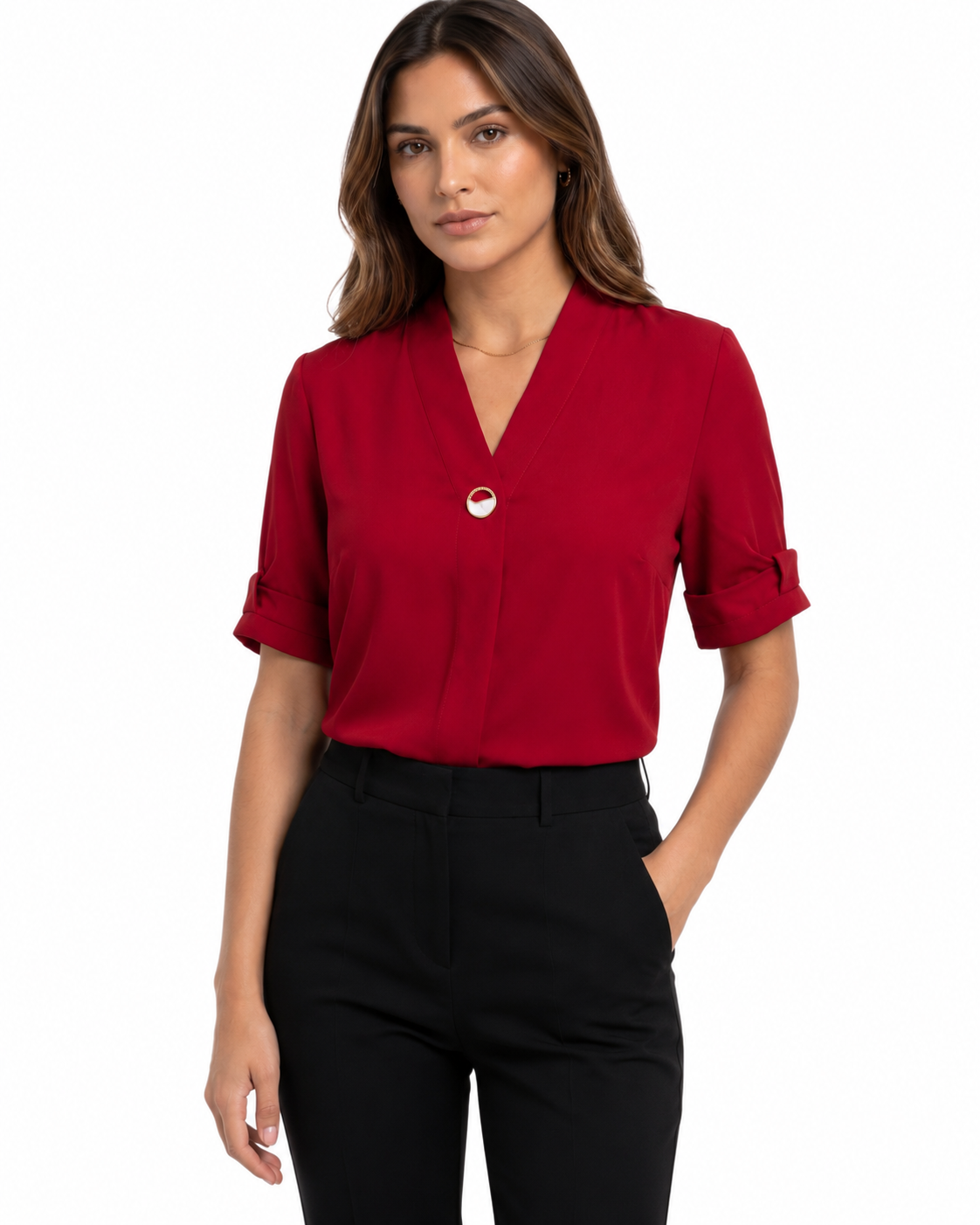 Ruby Gilded V Top - Elegant Women's Shirt