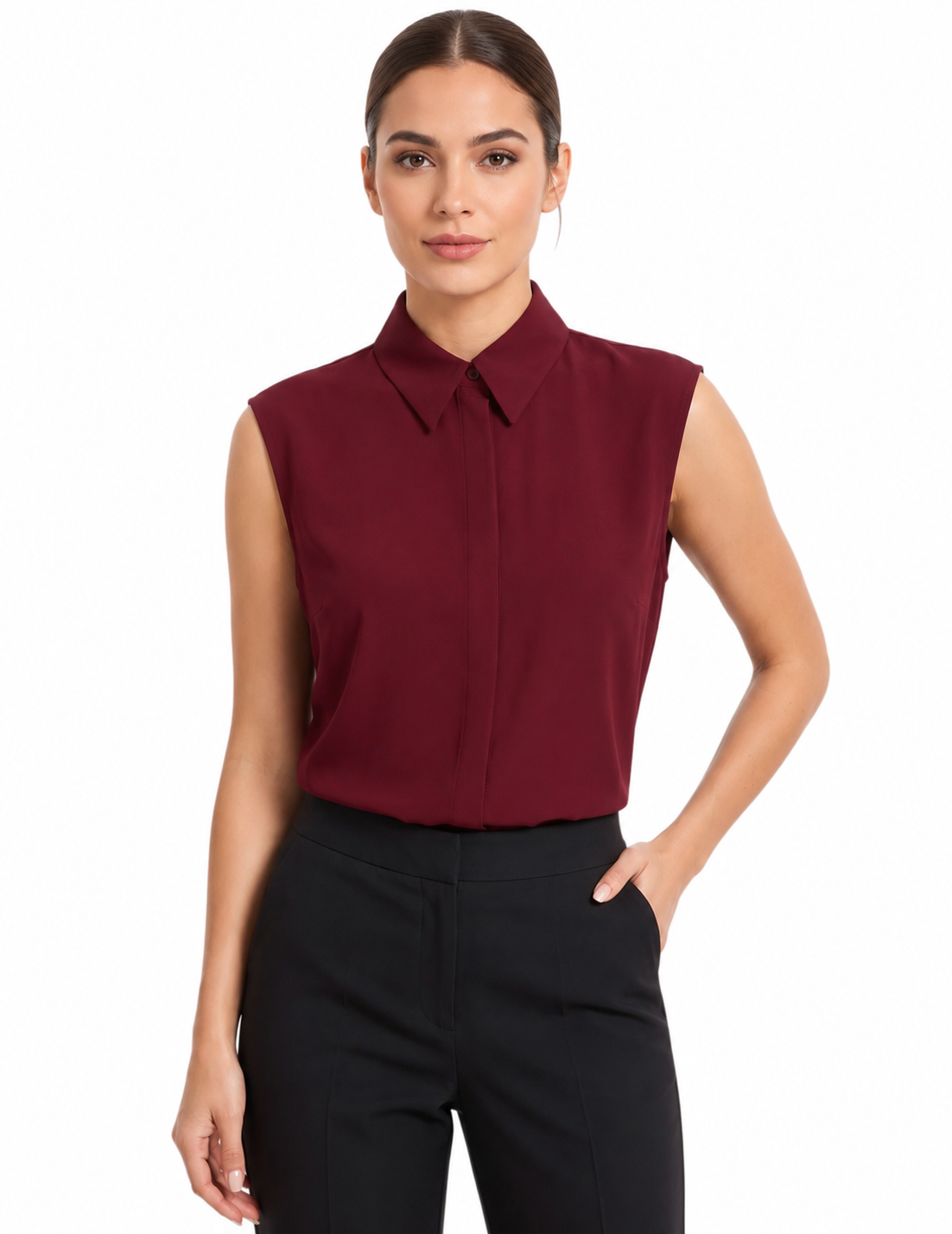 Ruby Aura Sleeveless Top - Elegant & Stylish Shirt