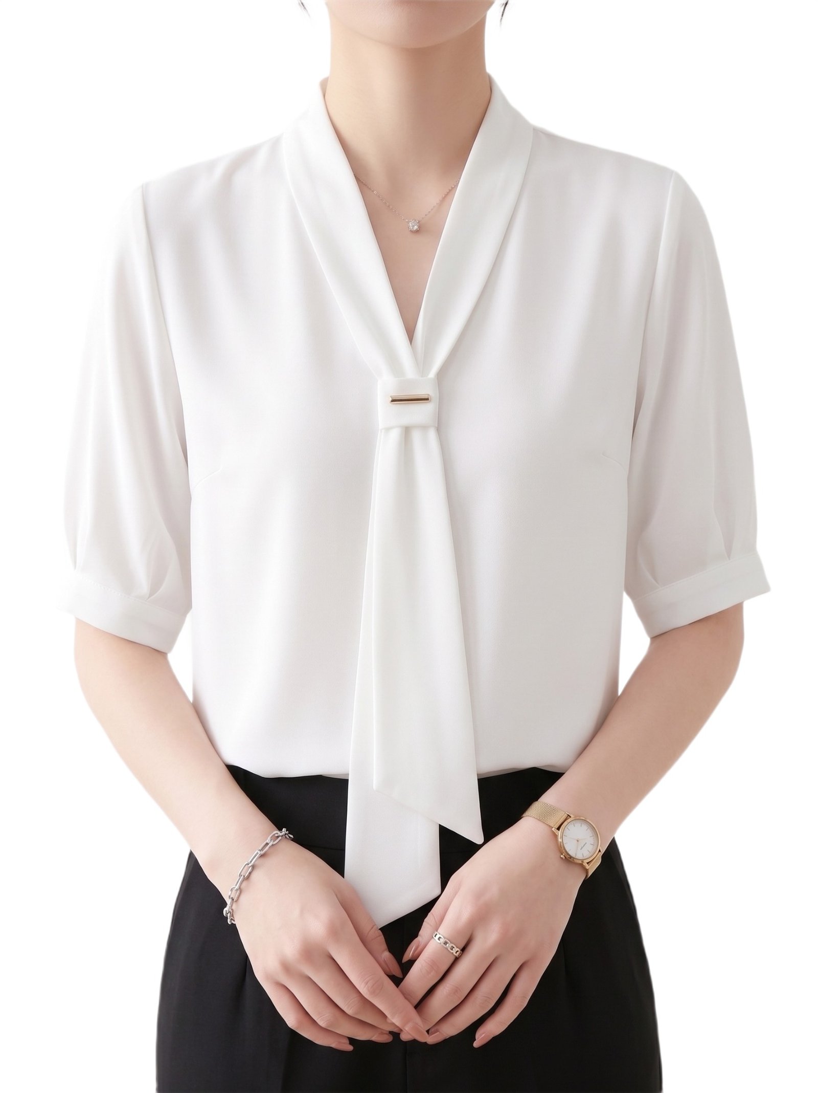 Pearl Scarf Neck Top - Women's Fashion Shirt