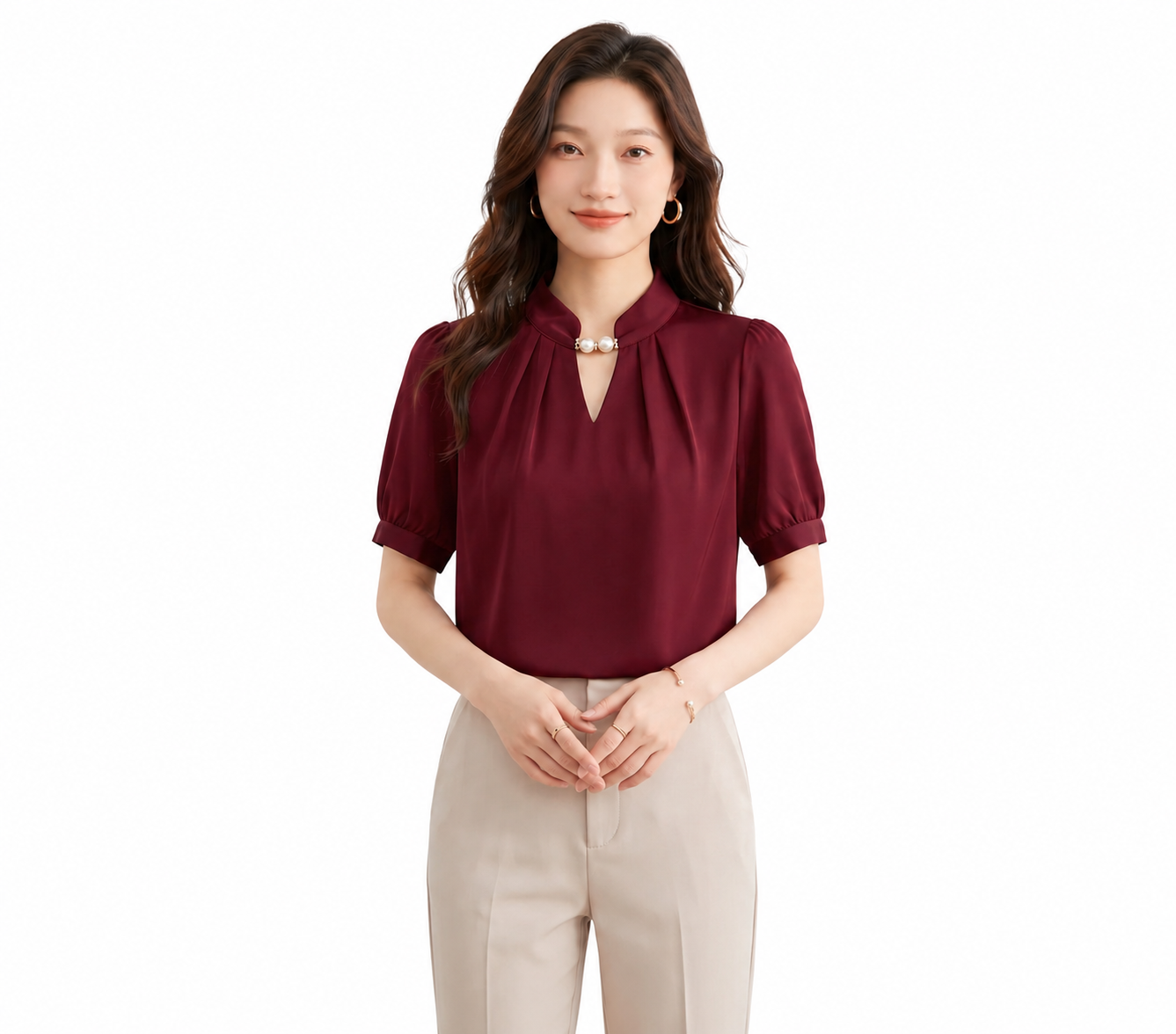 Ruby Pearl Neck Top - Women's Fashion Shirt