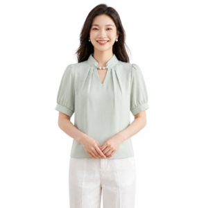 Mist Pearl Neck Top - Women's Shirt