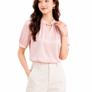 Blush Pearl Neck Top - Women's Stylish Shirt