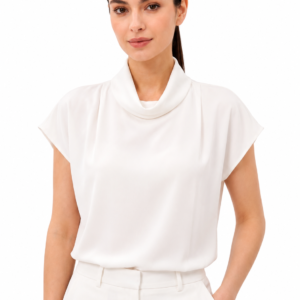 Pearl Drape Neck Shirt - Women's Fashion Top