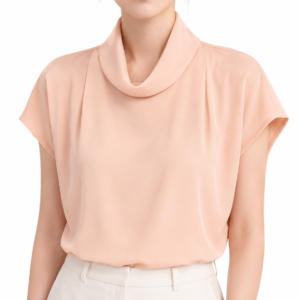 Blush Drape Neck Top - Elegant Women's Shirt