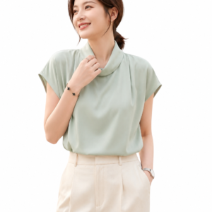Sage Drape Neck Top - Elegant Women's Shirt
