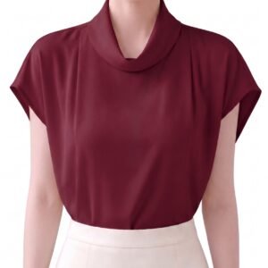 Wine Drape Neck Top - Women's Fashion Shirt