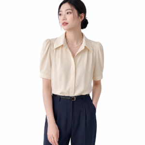 Vanilla Grace Collar Top - Elegant White Shirt
