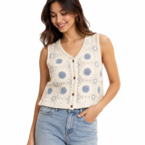 Sky Petal Crochet Top - Women's Shirt