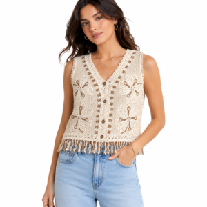 Desert Fringe Crochet Top - Women's Shirt