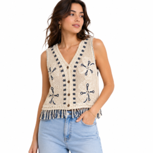 Midnight Fringe Crochet Top - Boho Chic Shirt