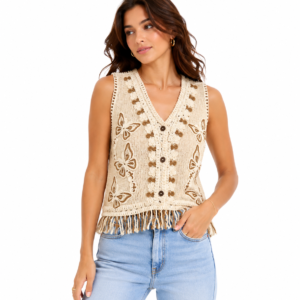 Desert Butterfly Crochet Top - Boho Chic Shirt