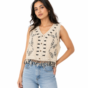 Midnight Butterfly Crochet Top - Women's Shirt