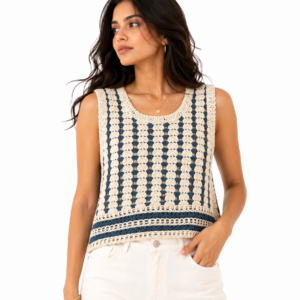 Ocean Stripe Crochet Top - Beachwear Shirt