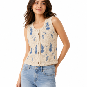Mist Bloomcurl Crochet Top - Stylish Women's Shirt