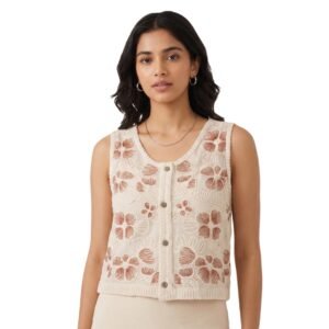 Rust Bloom Garden Crochet Top - Boho Chic Shirt