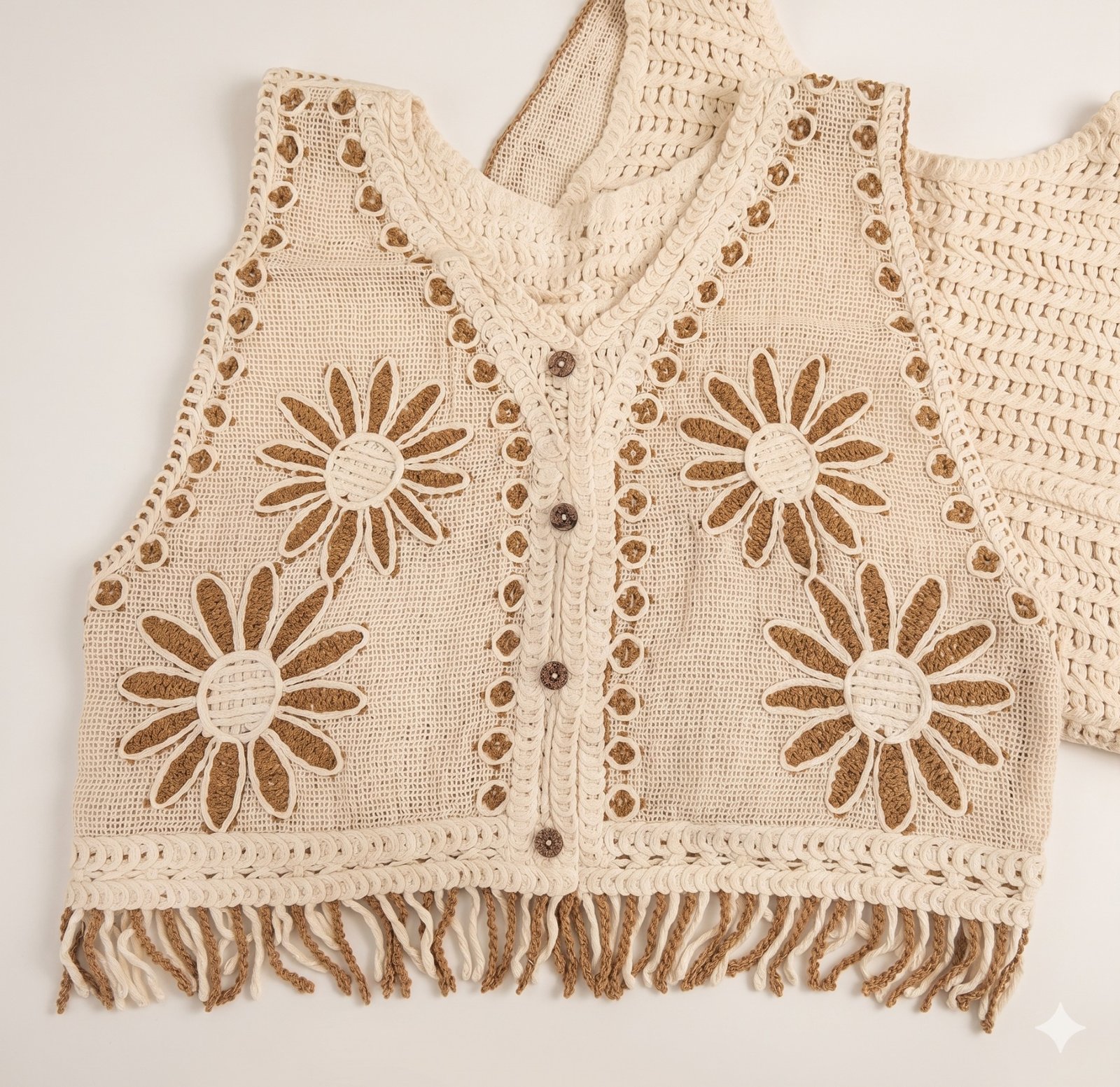 Mocha Daisytrail Crochet Top - Women's Shirt - Image 5