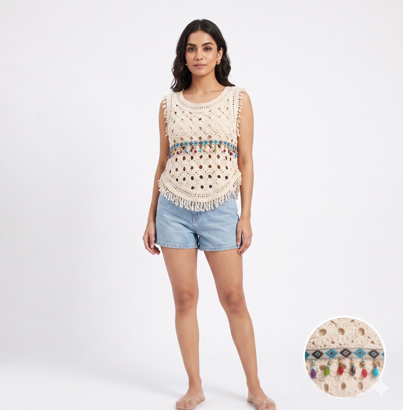 Dune Beadline Crochet Top - Women's Summer Shirt - Image 5