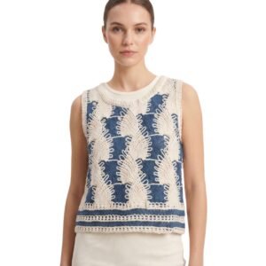 Indigo Plume Crochet Top - Women's Stylish Summer Shirt