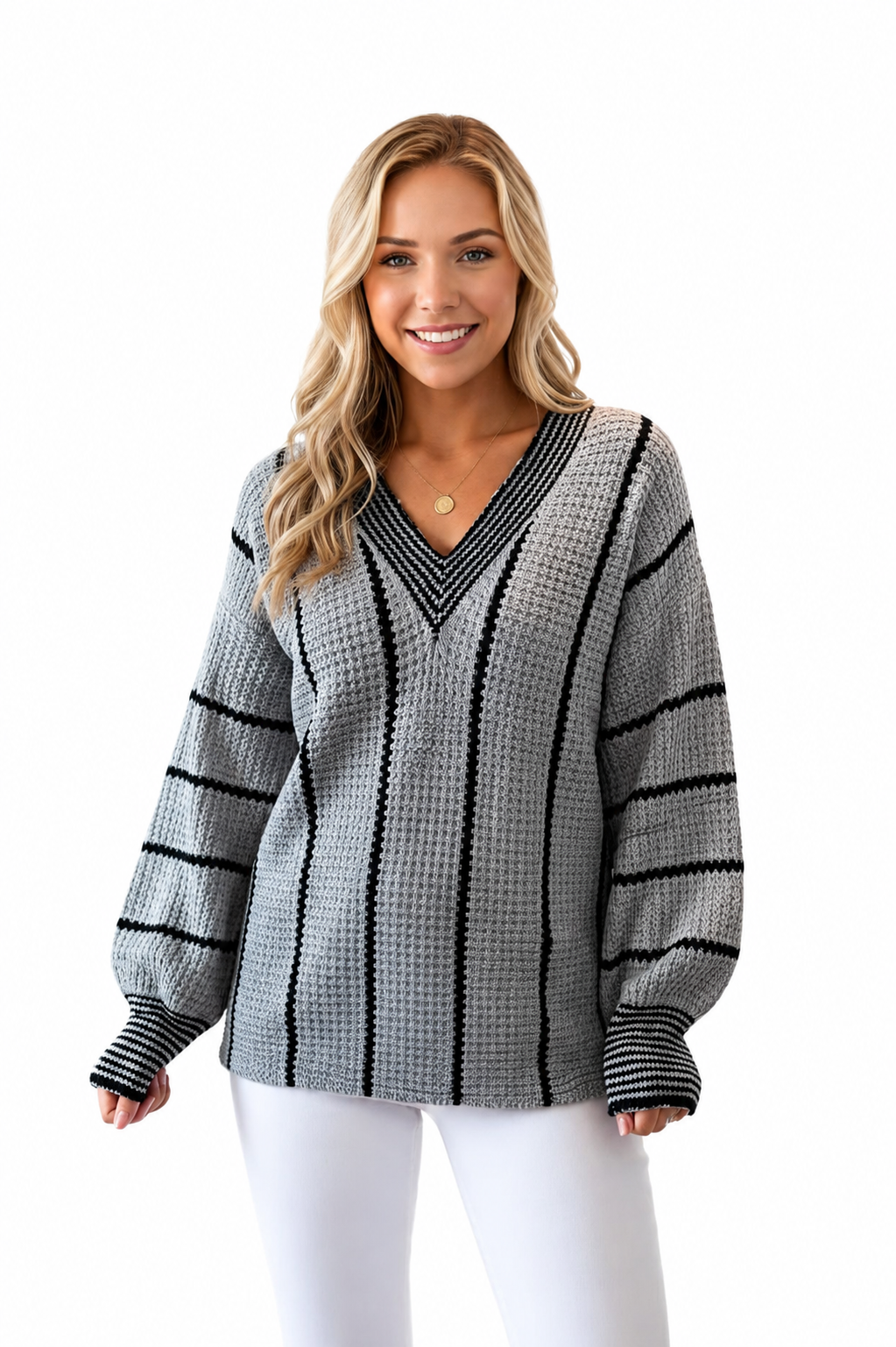 V-Neck Oversized Sweater for Women - Image 2