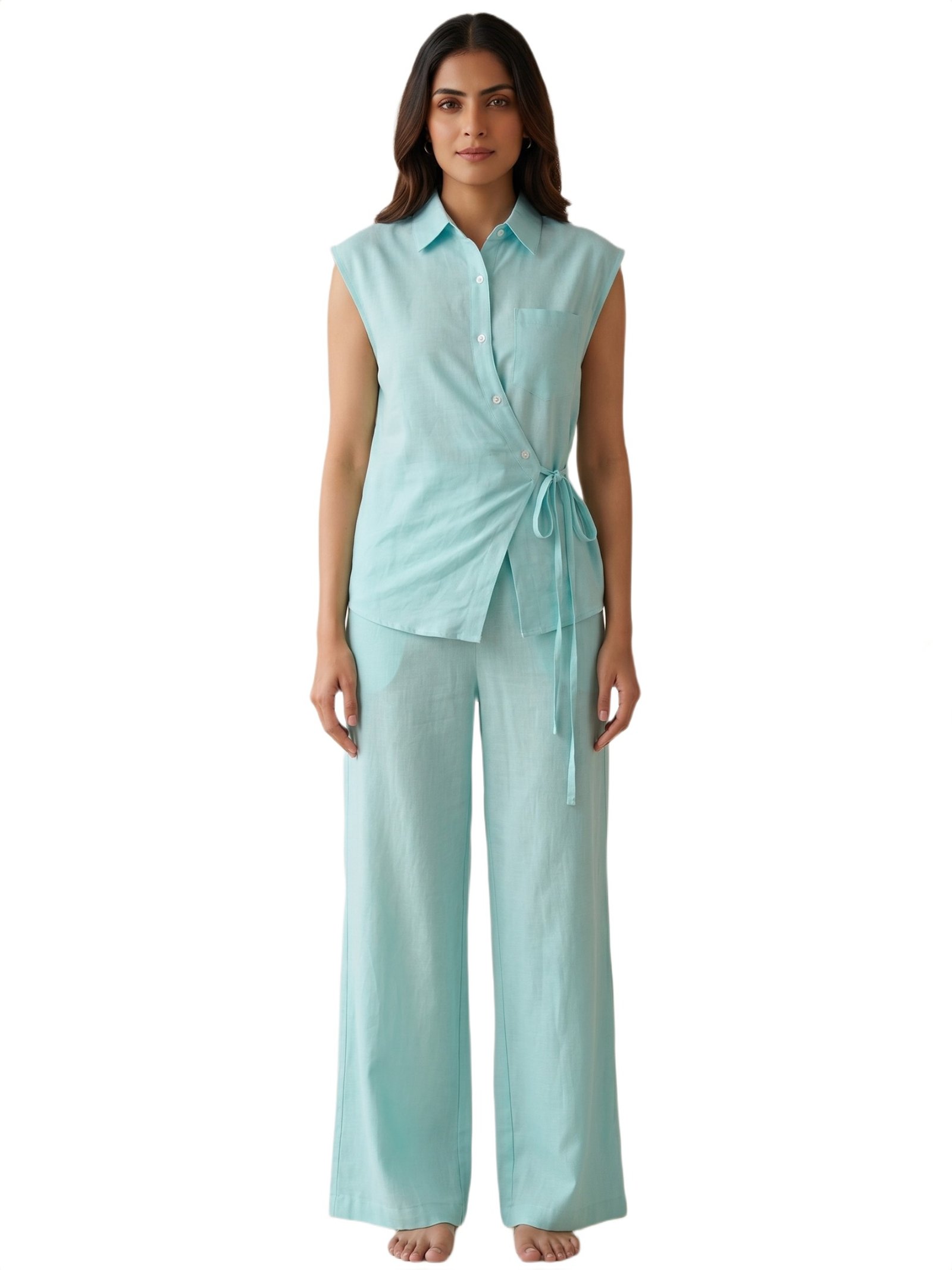Seafoam Breeze Wrap Co-Ord Set - Dress