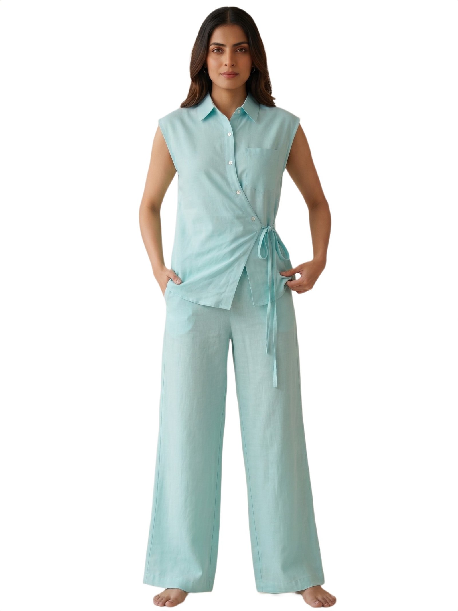 Seafoam Breeze Wrap Co-Ord Set - Dress - Image 3