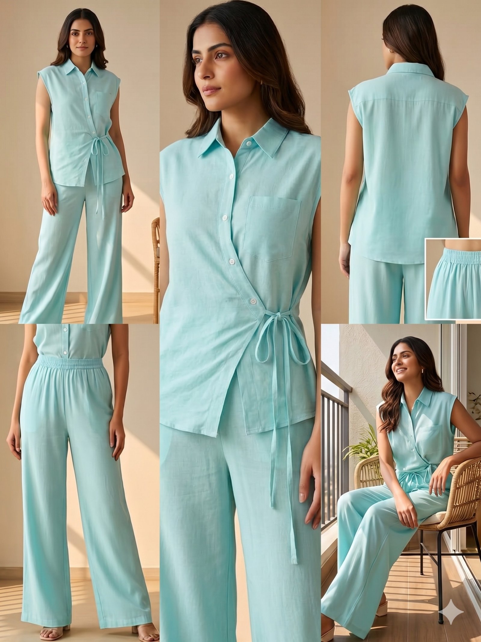 Seafoam Breeze Wrap Co-Ord Set - Dress - Image 5