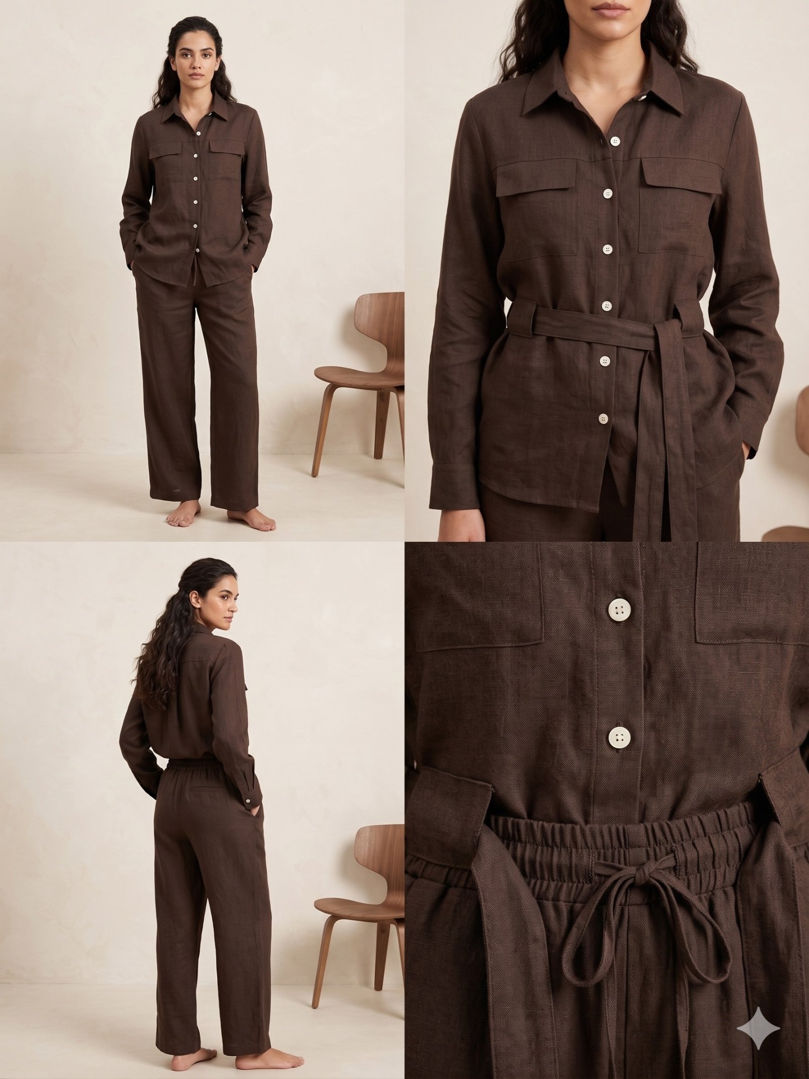 Mocha Belted Shirt Co-Ord Dress Set - Image 5