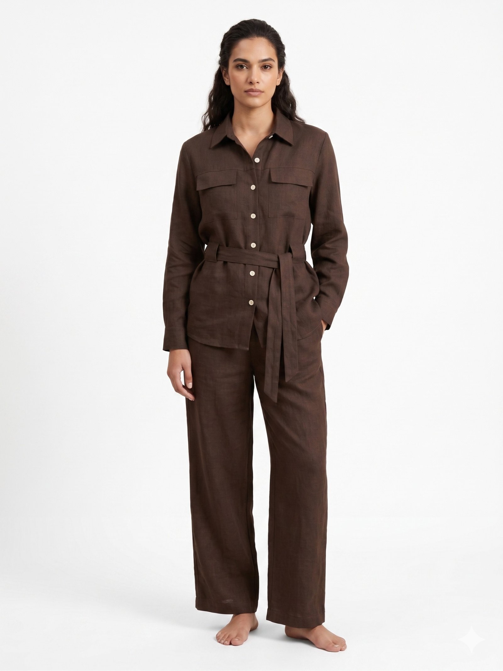Mocha Belted Shirt Co-Ord Dress Set - Image 6